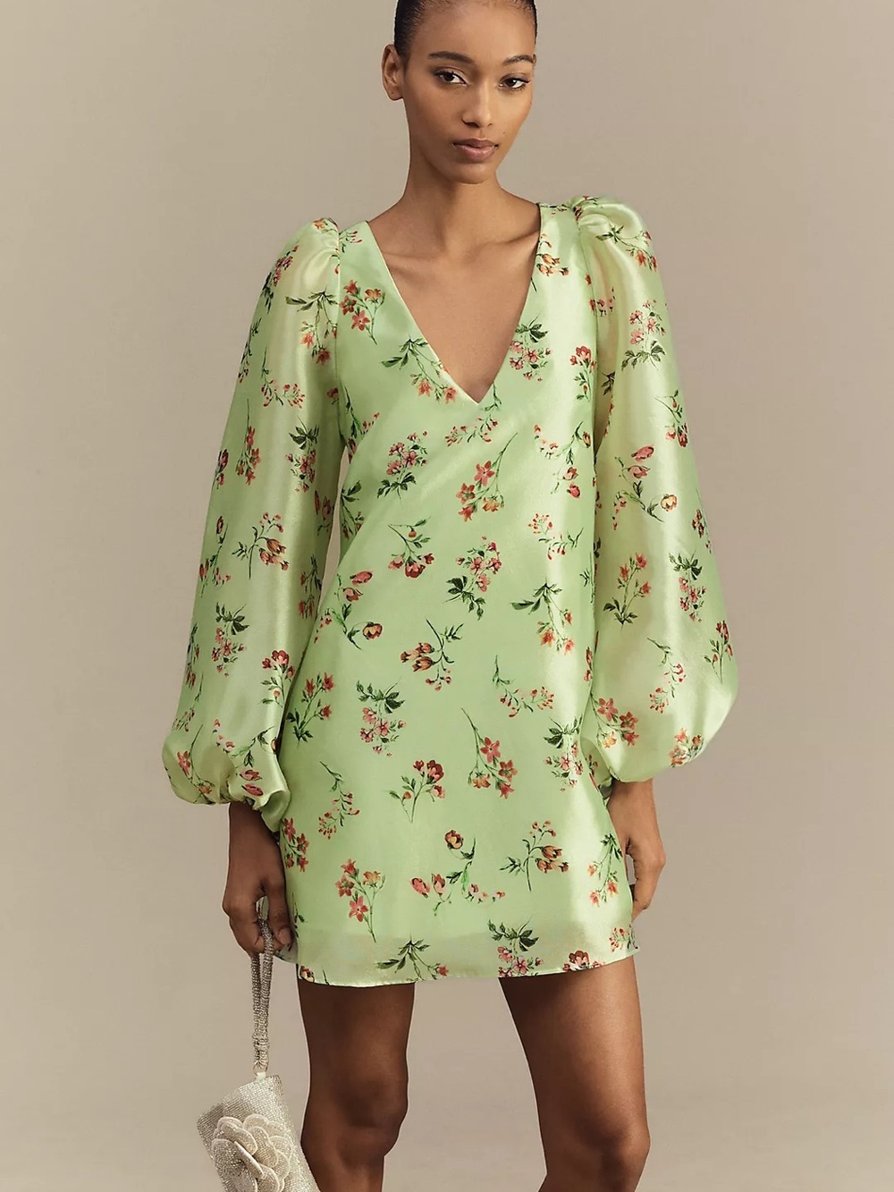NWT Anthropologie BHLDN Samantha Long-Sleeve Organza Mini Dress Size XXS-XS